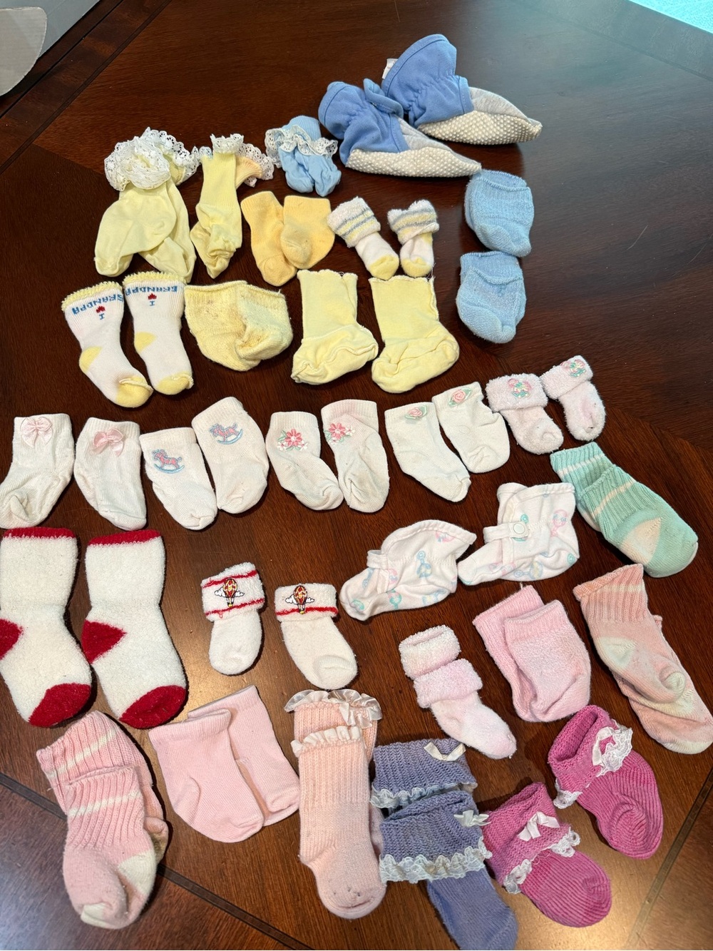 Mixed Baby Socks and Booties Set - Pastel Yellow, Blue, Pink, White, Lavender